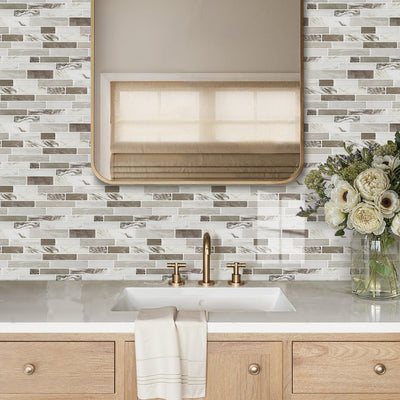 Grey Marbling Peel and Stick Tile Stickers