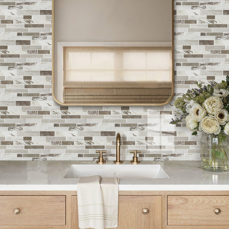 Grey Marbling Peel and Stick Tile Stickers