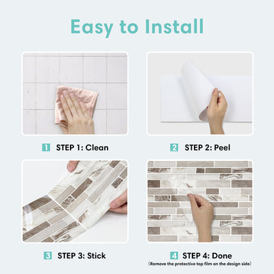 Grey Marbling Peel and Stick Tile Stickers