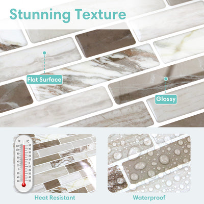 Grey Marbling Peel and Stick Tile Stickers