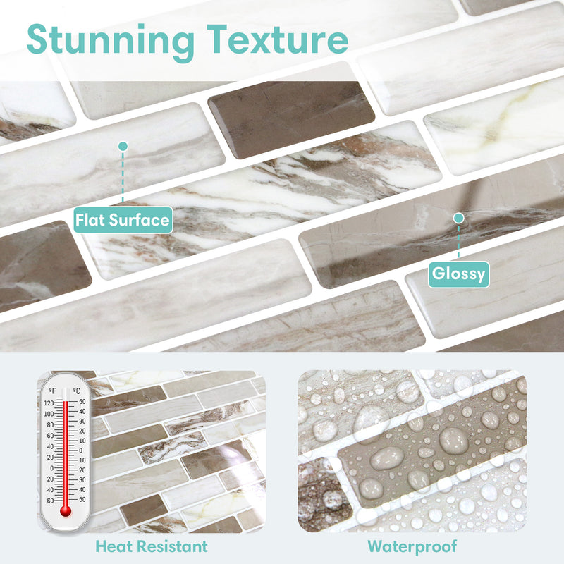 Grey Marbling Peel and Stick Tile Stickers