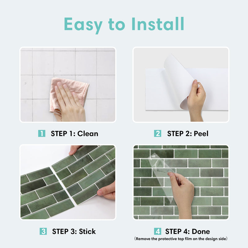 Green Marble Peel and Stick Tile Stickers