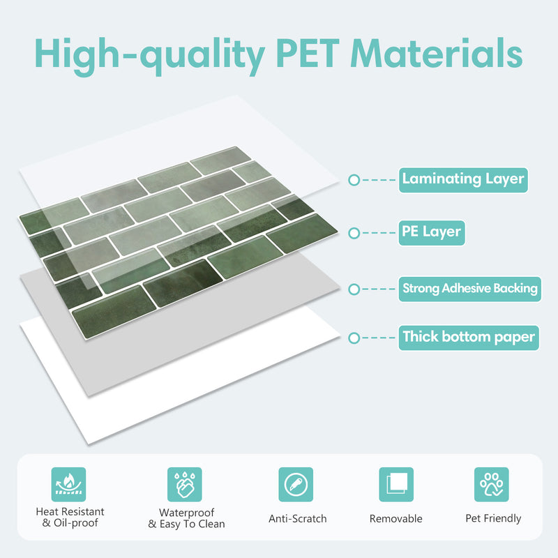 Green Marble Peel and Stick Tile Stickers