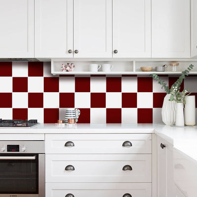 Red And White Square Peel And Stick Backsplash Tile- Thicker Design ...