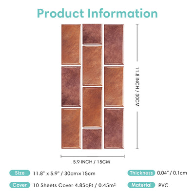 Rust Red Marble Peel and Stick Tile Stickers