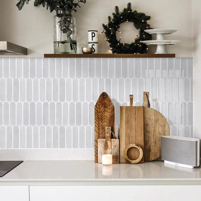 Mist Gray Fish Scale Peel and Stick Backsplash Tile - Thicker Design