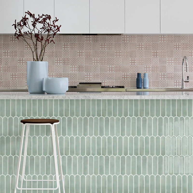 Sea Mist Green Fish Scale Peel and Stick Backsplash Tile - Thicker Design