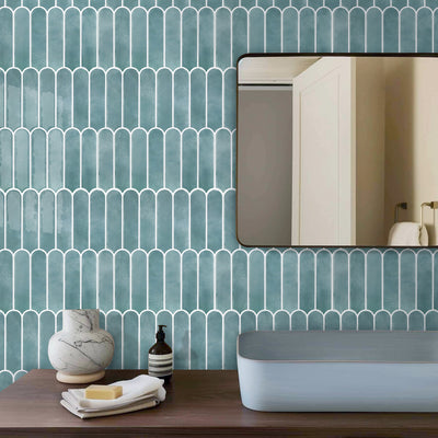 Ocean Mist Fish Scale Peel and Stick Backsplash Tile - Thicker Design