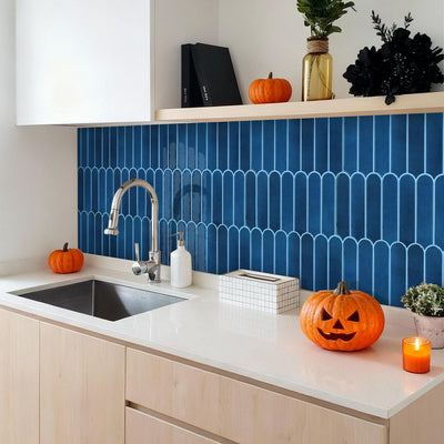 Drak Blue Fish Scale Peel and Stick Backsplash Tile - Thicker Design