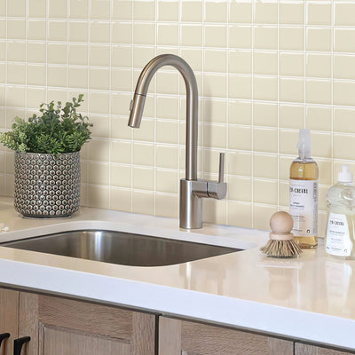 Beige Square Peel and Stick Backsplash Tile