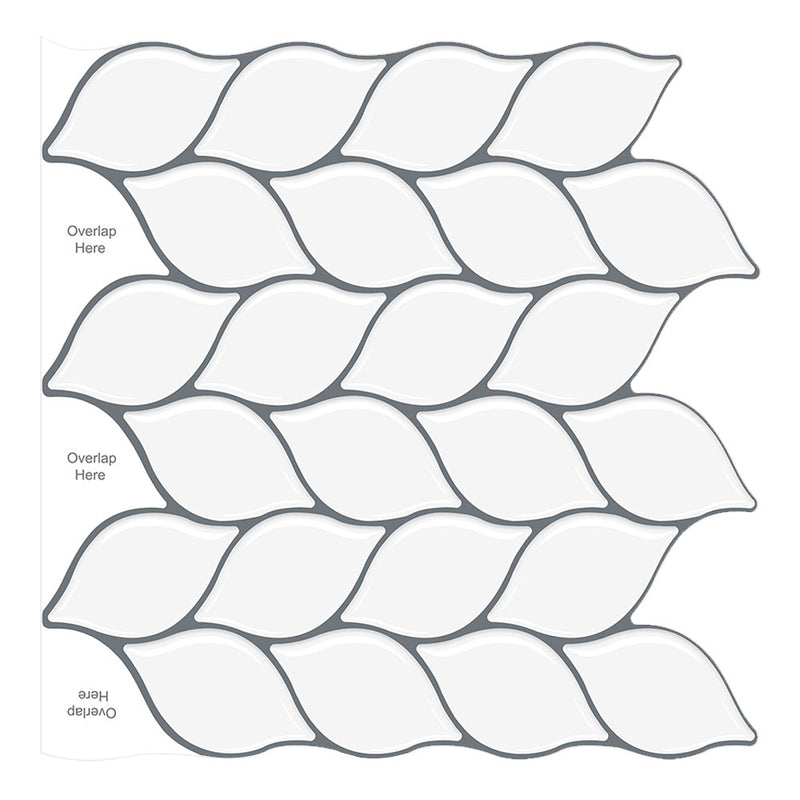 White Leaf Pattern Peel and Stick Backsplash Tile