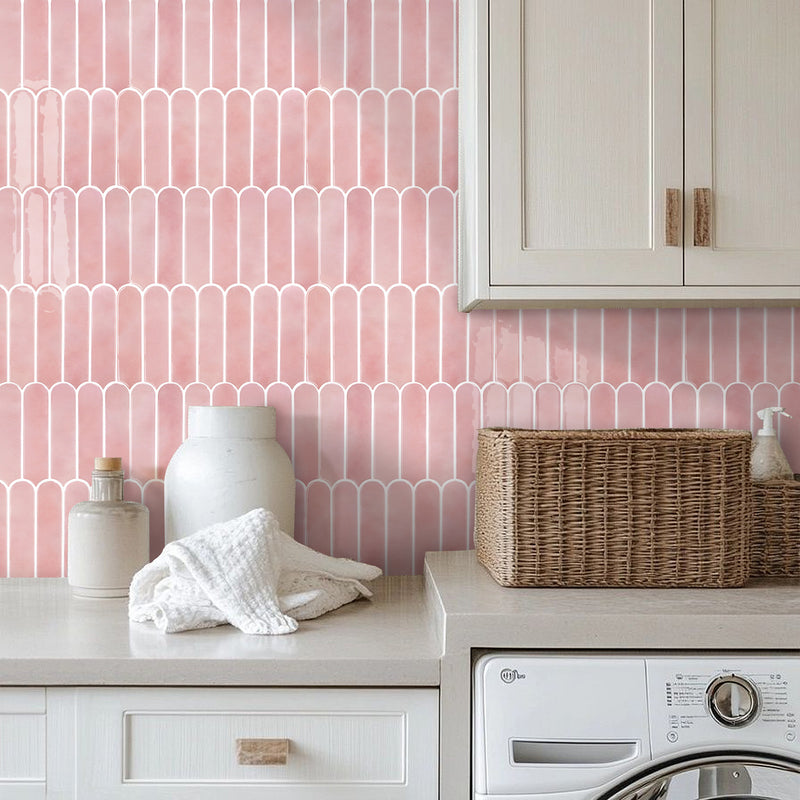 Pink Fish Scale Peel and Stick Backsplash Tile - Thicker Design