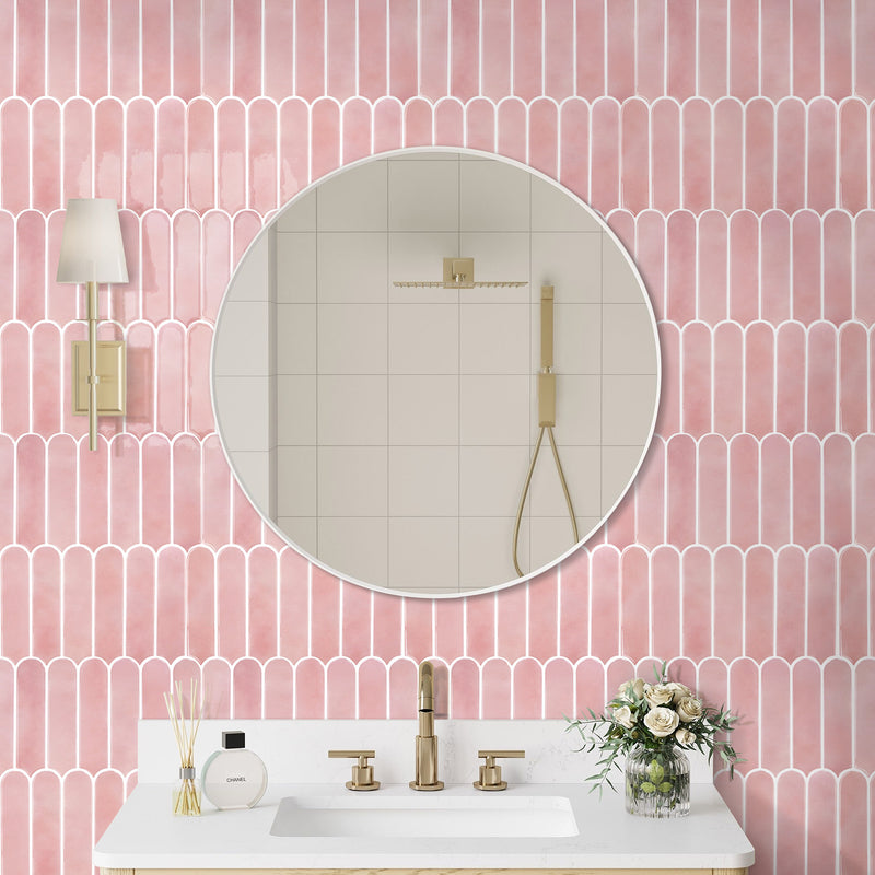 Pink Fish Scale Peel and Stick Backsplash Tile - Thicker Design