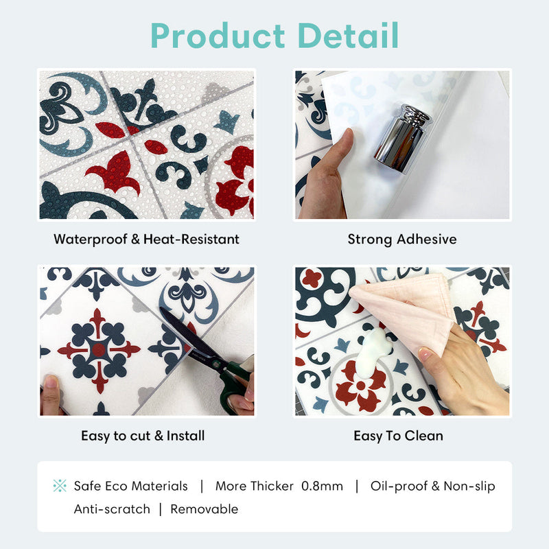 Square Spanish Peel and Stick Vinyl Floor Tile Sticker – Commomy