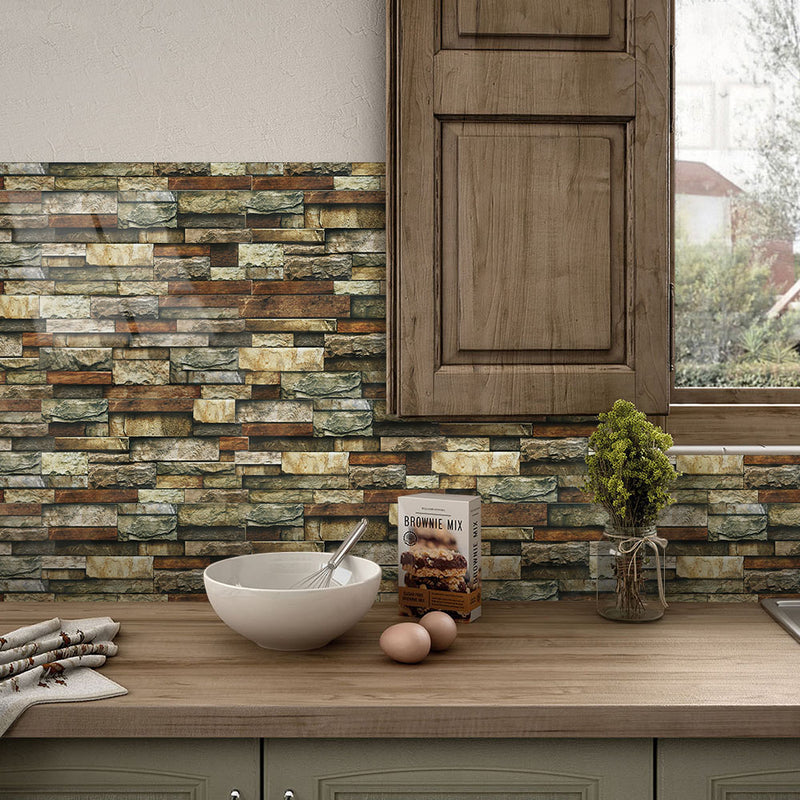 Retro Brick Stone Peel and Stick Tile Stickers