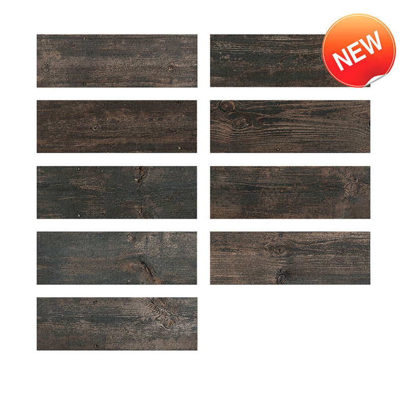 Dark Wood Grain Subway Set Peel and Stick Tile Stickers