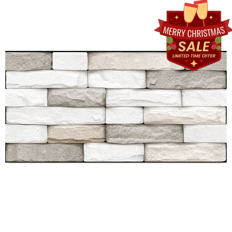 White and Gray Stone Peel and Stick Tile Stickers