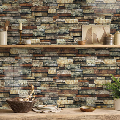 Retro Brick Stone Peel and Stick Tile Stickers