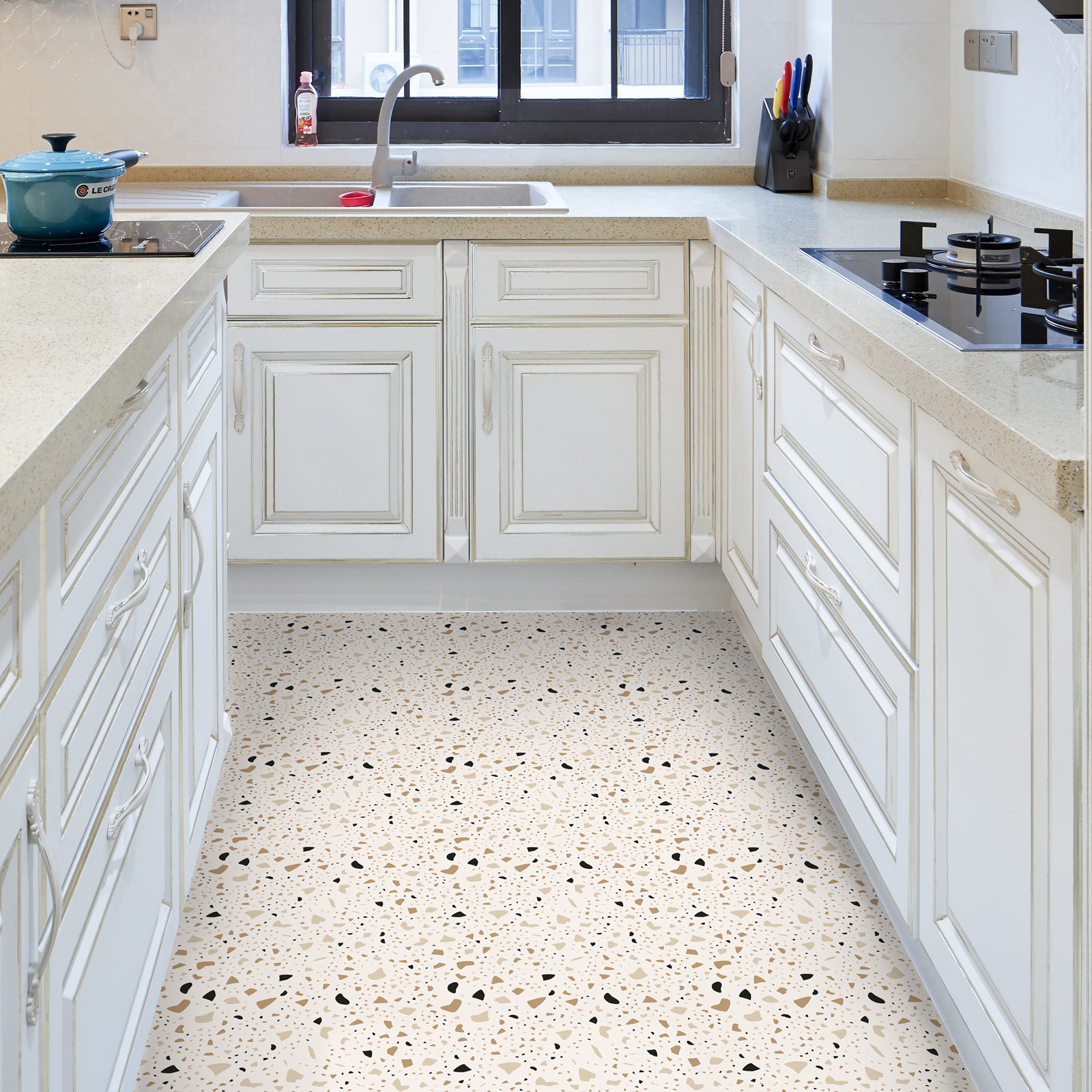 Terrazzo Peel and Stick Vinyl Floor Tile Sticker – Commomy