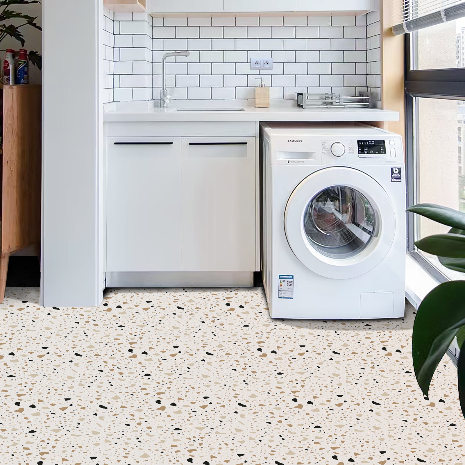 Terrazzo Peel and Stick Vinyl Floor Tile Sticker – Commomy