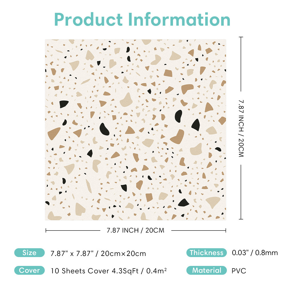 Terrazzo Peel and Stick Vinyl Floor Tile Sticker – Commomy