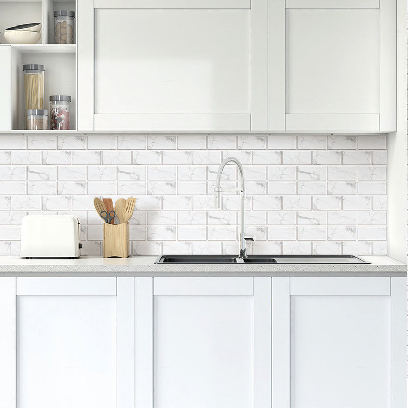 White Carrara Marble Peel and Stick Tile Stickers