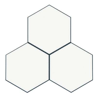 White Hexagon Peel and Stick Vinyl Floor Tile Sticker_Commomy Decor