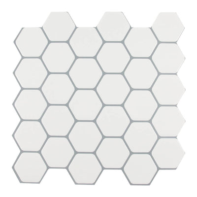 Baldosa despegar y pegar con protector contra salpicaduras hexagonal blanco - Diseño más grueso
