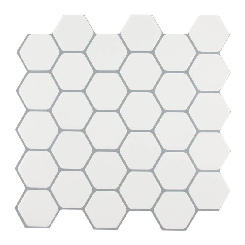 Baldosa despegar y pegar con protector contra salpicaduras hexagonal blanco - Diseño más grueso