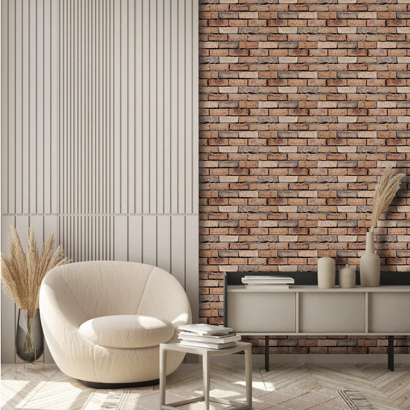 3D Dark Brown Brick Peel and Stick Wall Tile