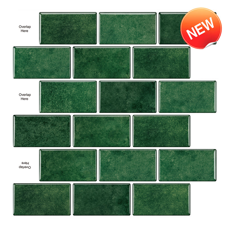 Emerald Green Subway Peel and Stick Backsplash Tile