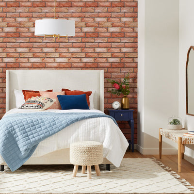 3D Red Brick Texture Peel and Stick Wall Tile - Commomy