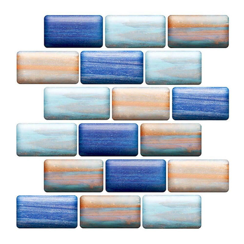 3D Blue and Yellow Mosaic Peel and Stick Wall Tile - Commomy