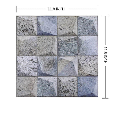 3D Blue and Gray Square Stone Peel and Stick Wall Tile - Commomy