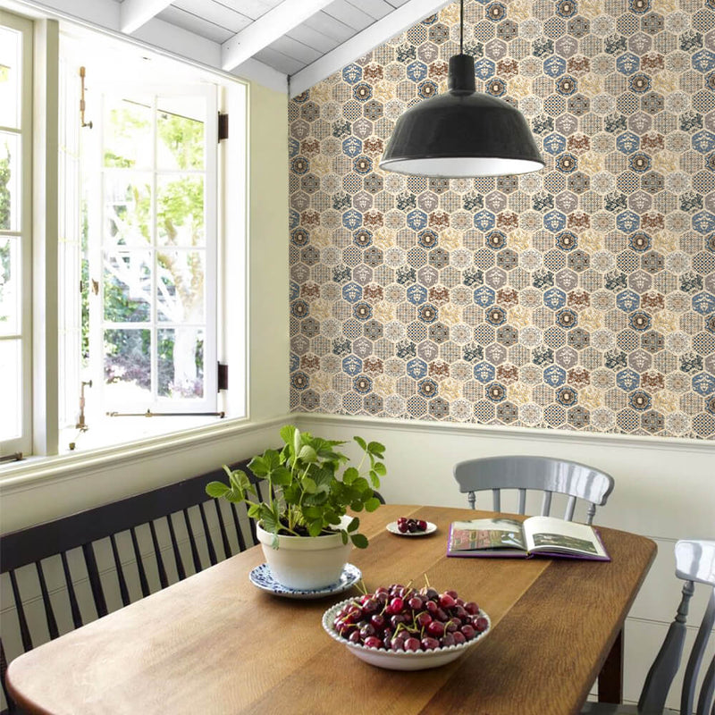3D Brown Bohemian Hexagon Peel and Stick Wall Tile - Commomy