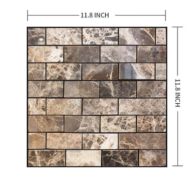 3D Brown Marble Peel and Stick Wall Tile - Commomy