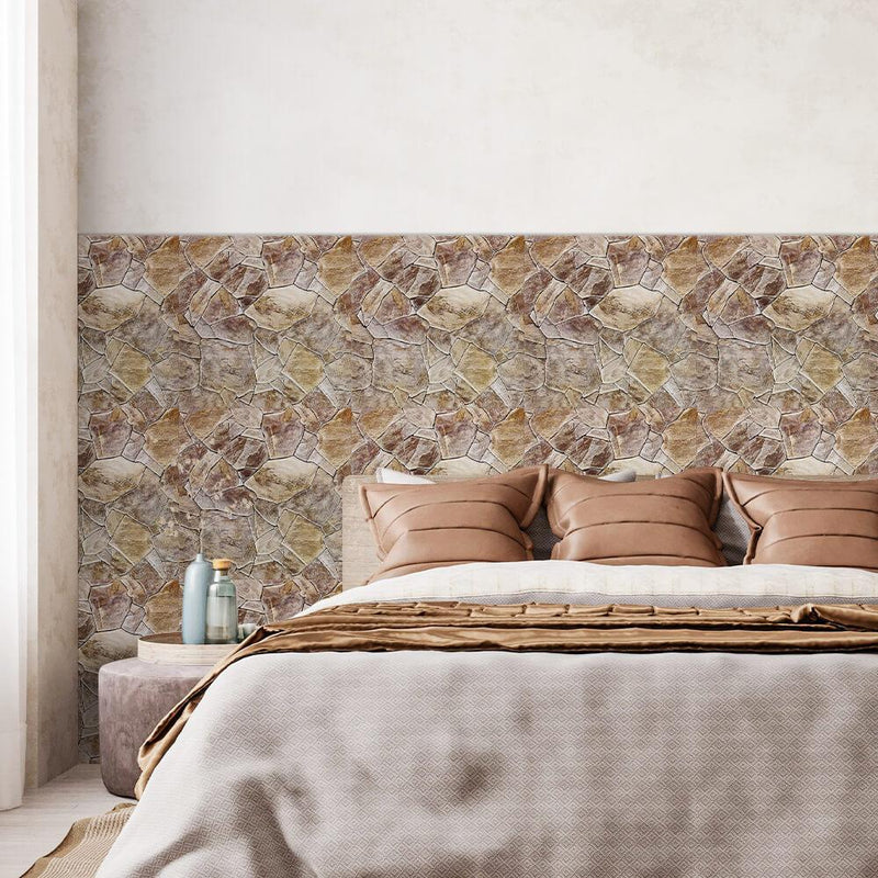 3D Brown Rubble Stone Peel and Stick Wall Tile – Commomy