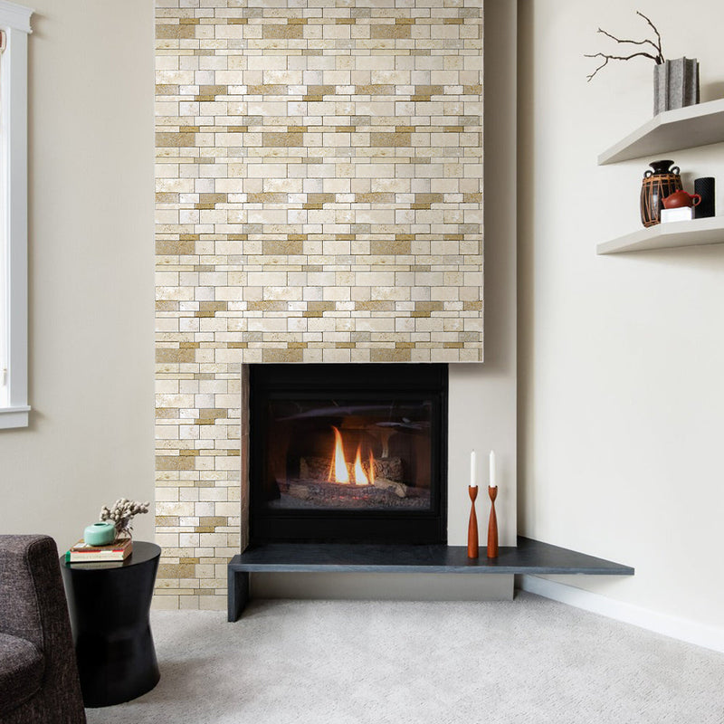 3D Beige Stacked Stone Peel and Stick Wall Tile_Commomy Decor
