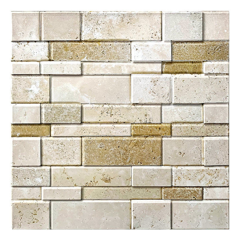 3D Beige Stacked Stone Peel and Stick Wall Tile_Commomy Decor