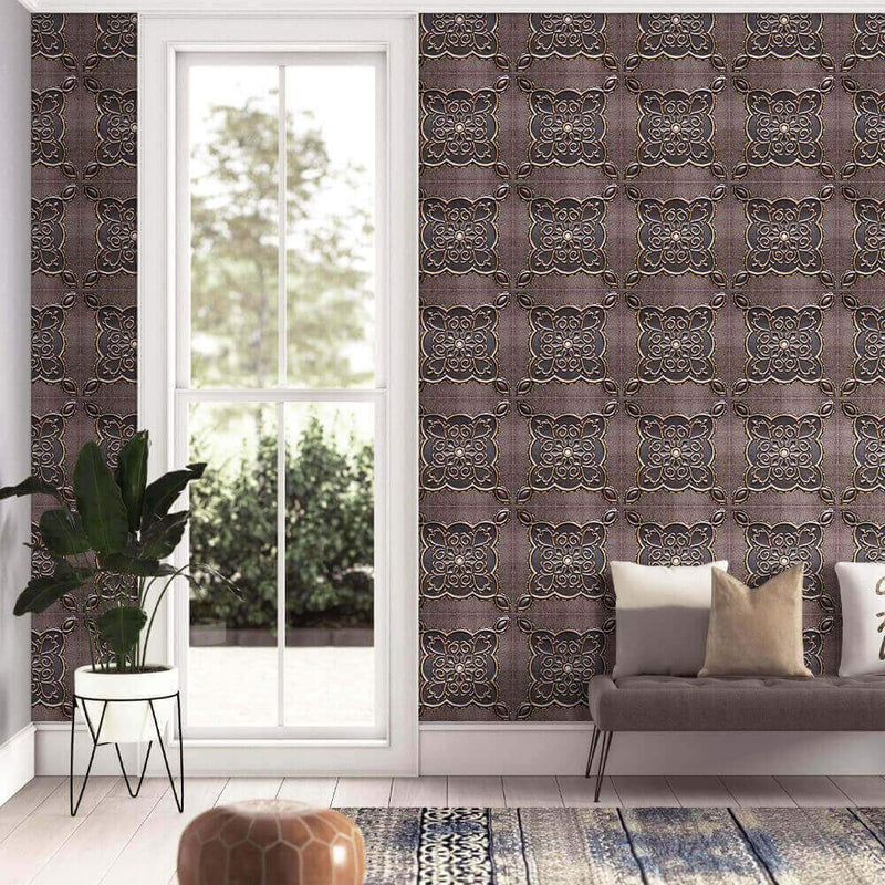 3D Brown Vintage Pattern Peel and Stick Wall Tile - Commomy