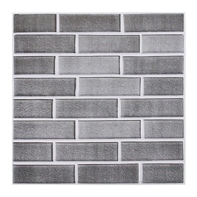 3D Classic Gray Brick Peel and Stick Wall Tile - Commomy