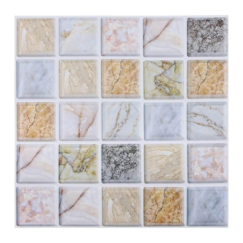 3D Colorful Marble Block Peel and Stick Wall Tile - Commomy