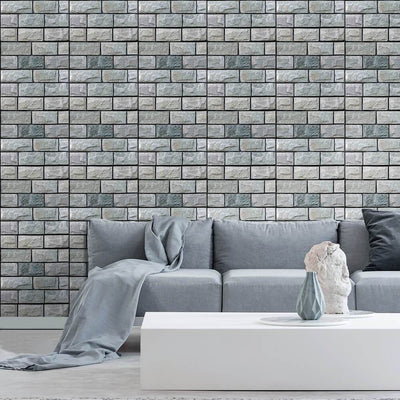 3D Dark Gray Stone Peel and Stick Wall Tile - Commomy