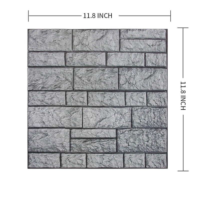 3D Faux Gray Stone Peel and Stick Wall Tile - Commomy