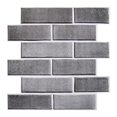 3D Gray Brick Peel and Stick Wall Tile - Commomy