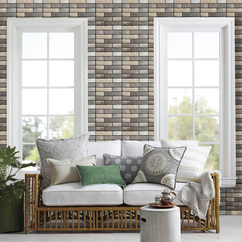 3D Gray and Brown Stone Peel and Stick Wall Tile - Commomy