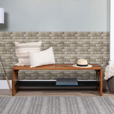 3D Grey Brick Peel and Stick Wall Tile - Commomy