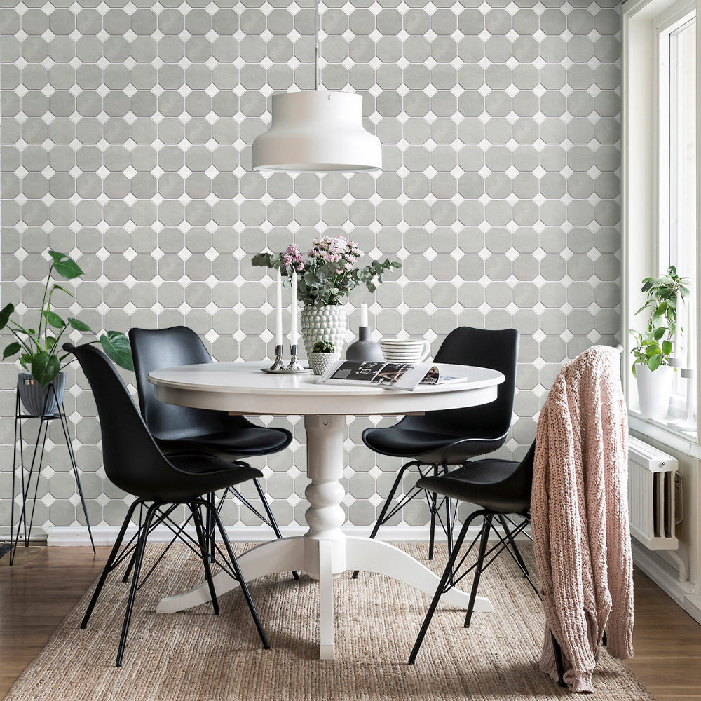 3D Grey and White Geometric Peel and Stick Wall Tile – Commomy