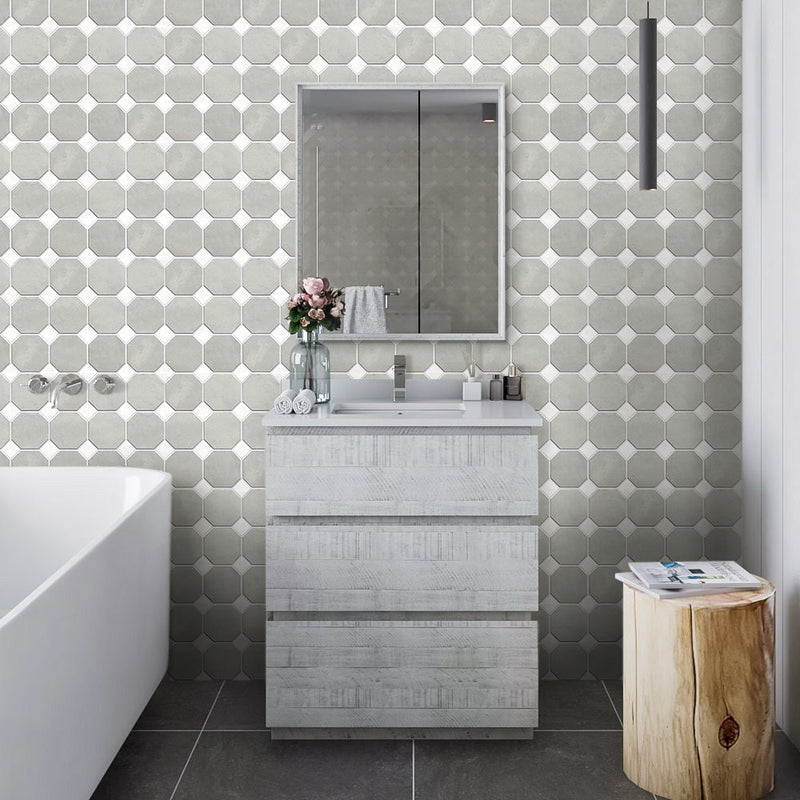 3D Grey and White Geometric Peel and Stick Wall Tile – Commomy