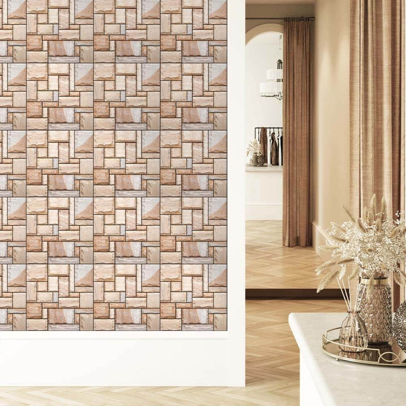 3D Light Brown Faux Stone Peel and Stick Wall Tile - Commomy